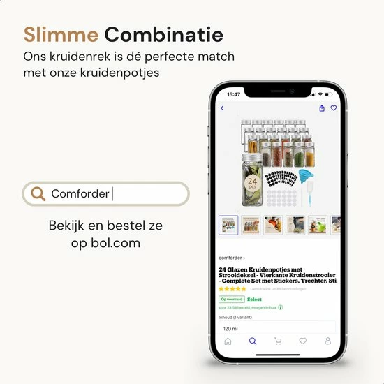 Comforder Kruidenrek Ophangbaar - Kruiden Organizer - 4 Kruidenrekken - Voor 24 Kruidenpotjes - Zwart 8 Comforder Kruidenrek Ophangbaar - Kruiden Organizer - 4 Kruidenrekken - Voor 24 Kruidenpotjes - Zwart - Afbeelding 8