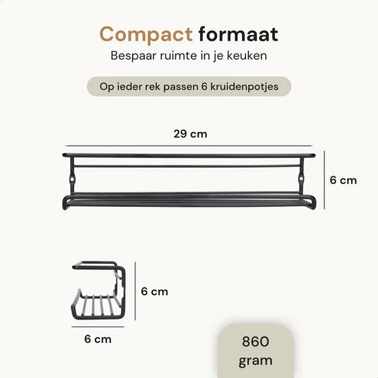 Comforder Kruidenrek Ophangbaar - Kruiden Organizer - 4 Kruidenrekken - Voor 24 Kruidenpotjes - Zwart 9 Comforder Kruidenrek Ophangbaar - Kruiden Organizer - 4 Kruidenrekken - Voor 24 Kruidenpotjes - Zwart - Afbeelding 9