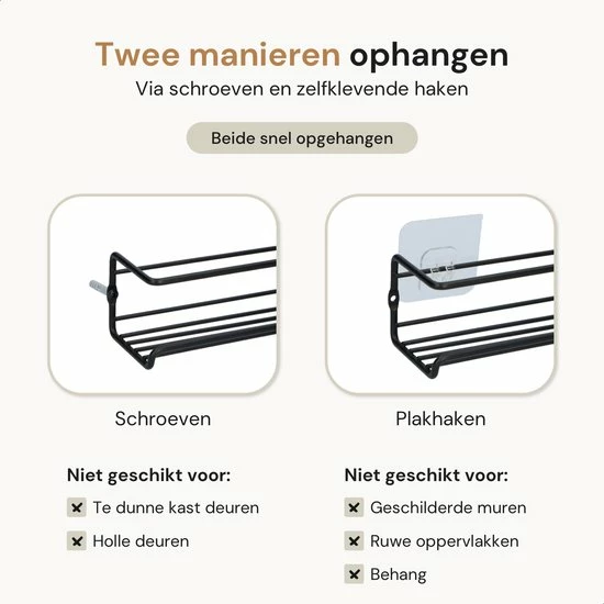 Comforder Kruidenrek Ophangbaar - Kruiden Organizer - 4 Kruidenrekken - Voor 24 Kruidenpotjes - Zwart 10 Comforder Kruidenrek Ophangbaar - Kruiden Organizer - 4 Kruidenrekken - Voor 24 Kruidenpotjes - Zwart - Afbeelding 10