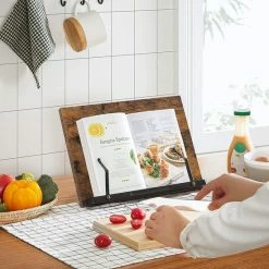 Acaza Leesstandaard - Boekenhouder - Boekensteun - Opvouwbare En Verstelbare Kookboekdisplay - Rustiek Bruin -SolisVac Plus Shop 550x550 1363