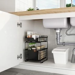 Clear Living Gootsteenkast Organizer - Keukenkast Organizer - Keuken Organizer - Gootsteen Organizer - Zwart