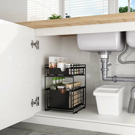 Clear Living Gootsteenkast Organizer - Keukenkast Organizer - Keuken Organizer - Gootsteen Organizer - Zwart 1 Clear Living Gootsteenkast Organizer - Keukenkast Organizer - Keuken Organizer - Gootsteen Organizer - Zwart