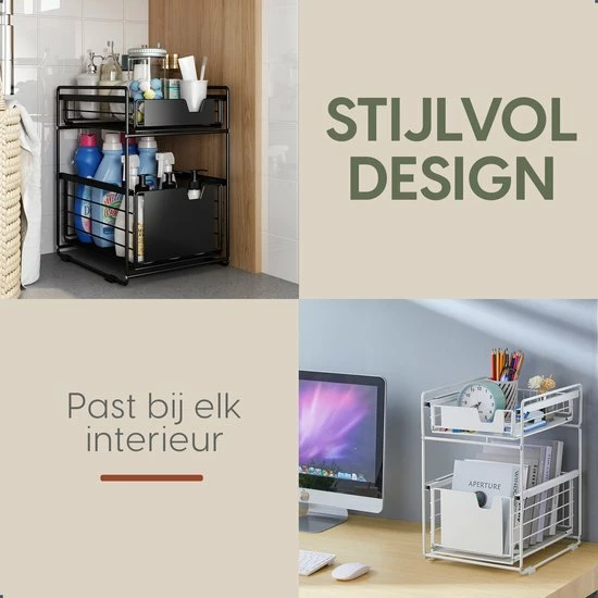 Clear Living Gootsteenkast Organizer - Keukenkast Organizer - Keuken Organizer - Gootsteen Organizer - Zwart 2 Clear Living Gootsteenkast Organizer - Keukenkast Organizer - Keuken Organizer - Gootsteen Organizer - Zwart - Afbeelding 2