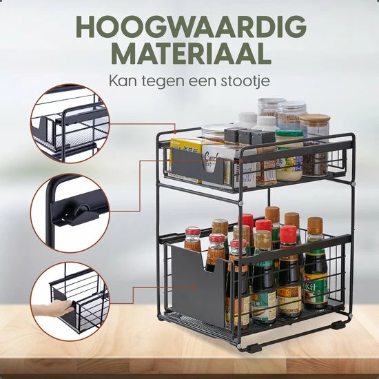 Clear Living Gootsteenkast Organizer - Keukenkast Organizer - Keuken Organizer - Gootsteen Organizer - Zwart 4 Clear Living Gootsteenkast Organizer - Keukenkast Organizer - Keuken Organizer - Gootsteen Organizer - Zwart - Afbeelding 4