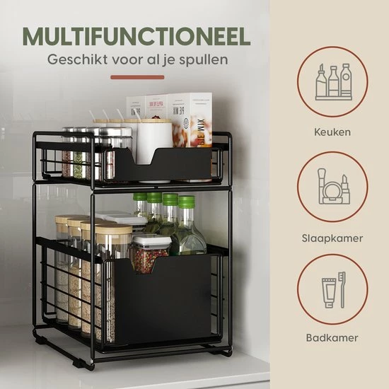 Clear Living Gootsteenkast Organizer - Keukenkast Organizer - Keuken Organizer - Gootsteen Organizer - Zwart 6 Clear Living Gootsteenkast Organizer - Keukenkast Organizer - Keuken Organizer - Gootsteen Organizer - Zwart - Afbeelding 6