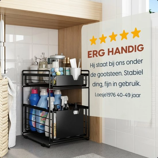 Clear Living Gootsteenkast Organizer - Keukenkast Organizer - Keuken Organizer - Gootsteen Organizer - Zwart 7 Clear Living Gootsteenkast Organizer - Keukenkast Organizer - Keuken Organizer - Gootsteen Organizer - Zwart - Afbeelding 7