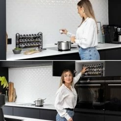 Deleca Kruidenrek Organizer Met 24 Kruidenpotjes - Vierkant - Strooideksel & Labels - Ophangbaar Of Staand - Industrieel / Zwart -SolisVac Plus Shop 550x550 1417