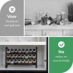 Deleca Kruidenrek Organizer Met 24 Kruidenpotjes - Vierkant - Strooideksel & Labels - Ophangbaar Of Staand - Industrieel / Zwart -SolisVac Plus Shop 550x550 1418
