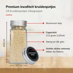 Deleca Kruidenrek Organizer Met 24 Kruidenpotjes - Vierkant - Strooideksel & Labels - Ophangbaar Of Staand - Industrieel / Zwart -SolisVac Plus Shop 550x550 1420