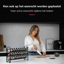 Deleca Kruidenrek Organizer Met 24 Kruidenpotjes - Vierkant - Strooideksel & Labels - Ophangbaar Of Staand - Industrieel / Zwart -SolisVac Plus Shop 550x550 1421