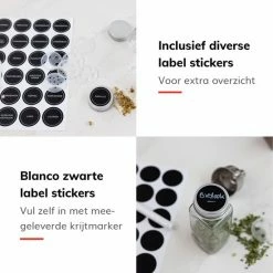 Deleca Kruidenrek Organizer Met 24 Kruidenpotjes - Vierkant - Strooideksel & Labels - Ophangbaar Of Staand - Industrieel / Zwart -SolisVac Plus Shop 550x550 1422