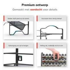 Deleca Kruidenrek Organizer Met 24 Kruidenpotjes - Vierkant - Strooideksel & Labels - Ophangbaar Of Staand - Industrieel / Zwart -SolisVac Plus Shop 550x550 1426