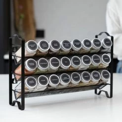 Deleca Kruidenrek Organizer Met 24 Kruidenpotjes - Vierkant - Strooideksel & Labels - Ophangbaar Of Staand - Industrieel / Zwart -SolisVac Plus Shop 550x550 1427