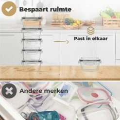 Vershoudbakjes - Meal Prep Bakjes - Lunchbox - Diepvriesbakjes - Vershouddoos - 5 Stuks - 1050ML - BPA Vrij - Stosh -SolisVac Plus Shop 550x550 1454