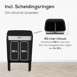 Loftey Sensor Prullenbak 60 Liter – Touch Free Afvalbak - Afvalemmer - Afvalscheiding 2x30L - Keuken - Zwart/RVS 15 Loftey Sensor Prullenbak 60 Liter – Touch Free Afvalbak - Afvalemmer - Afvalscheiding 2x30L - Keuken - Zwart/RVS -SolisVac Plus Shop 550x550 1475