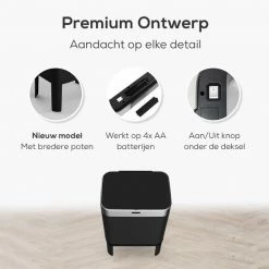 Loftey Sensor Prullenbak 60 Liter – Touch Free Afvalbak - Afvalemmer - Afvalscheiding 2x30L - Keuken - Zwart/RVS 16 Loftey Sensor Prullenbak 60 Liter – Touch Free Afvalbak - Afvalemmer - Afvalscheiding 2x30L - Keuken - Zwart/RVS -SolisVac Plus Shop 550x550 1476