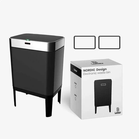 Loftey Sensor Prullenbak 60 Liter – Touch Free Afvalbak - Afvalemmer - Afvalscheiding 2x30L - Keuken - Zwart/RVS 8 Loftey Sensor Prullenbak 60 Liter – Touch Free Afvalbak - Afvalemmer - Afvalscheiding 2x30L - Keuken - Zwart/RVS - Afbeelding 8