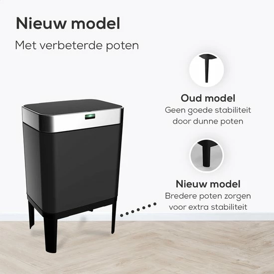 Loftey Sensor Prullenbak 60 Liter – Touch Free Afvalbak - Afvalemmer - Afvalscheiding 2x30L - Keuken - Zwart/RVS 9 Loftey Sensor Prullenbak 60 Liter – Touch Free Afvalbak - Afvalemmer - Afvalscheiding 2x30L - Keuken - Zwart/RVS - Afbeelding 9