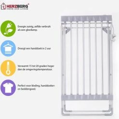 Herzberg: Elektrisch Droogrek Klein - Verwarmd Wasrek - Opvouwbaar - Snel Droog Wasrek 10 Herzberg: Elektrisch Droogrek Klein - Verwarmd Wasrek - Opvouwbaar - Snel Droog Wasrek -SolisVac Plus Shop 550x550 1494