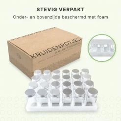 S.old 24 Glazen Kruidenpotjes Vierkant Met Deksel - Kruidenstrooier - Complete Set Met Strooideksels, Voorbedrukte Stickers En Trechter - Inhoud 120 Ml - 10,5 X 4,3 Cm -SolisVac Plus Shop 550x550 16