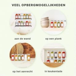 S.old 24 Glazen Kruidenpotjes Vierkant Met Deksel - Kruidenstrooier - Complete Set Met Strooideksels, Voorbedrukte Stickers En Trechter - Inhoud 120 Ml - 10,5 X 4,3 Cm -SolisVac Plus Shop 550x550 17