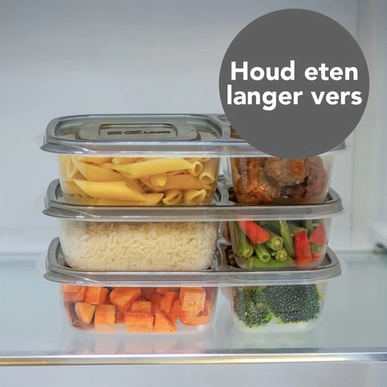 Lock&Lock Meal Prep Bakjes - Diepvriesbakjes - Vershoudbakjes Set Met Deksel - Magnetron Bakjes - Met 3 Compartimenten - Stevig En Herbruikbaar - BPA Vrij - Set Van 6 Stuks - 965ml 7 Lock&Lock Meal Prep Bakjes - Diepvriesbakjes - Vershoudbakjes Set Met Deksel - Magnetron Bakjes - Met 3 Compartimenten - Stevig En Herbruikbaar - BPA Vrij - Set Van 6 Stuks - 965ml - Afbeelding 7