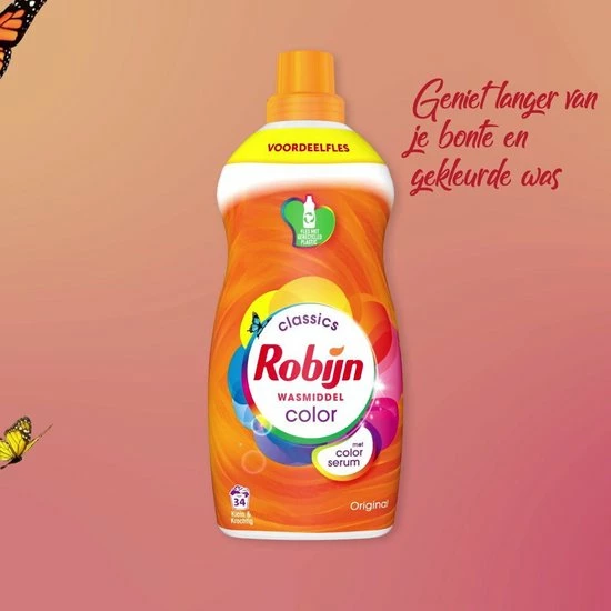 Robijn Klein & Krachtig Color Vloeibaar Wasmiddel - 2 X 34 Wasbeurten - Voordeelverpakking 2 Robijn Klein & Krachtig Color Vloeibaar Wasmiddel - 2 X 34 Wasbeurten - Voordeelverpakking - Afbeelding 2