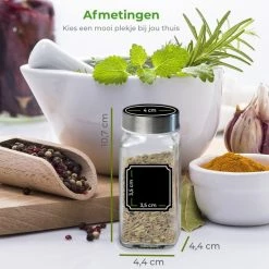 Soothe 24 Glazen Kruidenpotjes Set Met 2 Soorten Strooideksels – Kruidenstrooier – Compleet Pakket Incl Kruidenpotjes Stickers, Krijtstift En Accessoires -SolisVac Plus Shop 550x550 245