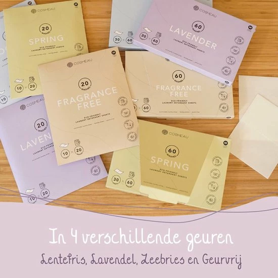 Cosmeau Wasstrips 120 Wasbeurten Lavendel Wasmiddel Wasvellen Detergent Sheets Eco Laundry Strips - Plasticvrij Biologisch Eco 9 Cosmeau Wasstrips 120 Wasbeurten Lavendel Wasmiddel Wasvellen Detergent Sheets Eco Laundry Strips - Plasticvrij Biologisch Eco - Afbeelding 9