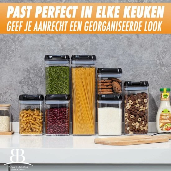 Grilla Voorraadpotten - Luchtdichte Deksels - 7 Stuks - Voorraadbussen - Kunststof 2 Grilla Voorraadpotten - Luchtdichte Deksels - 7 Stuks - Voorraadbussen - Kunststof - Afbeelding 2