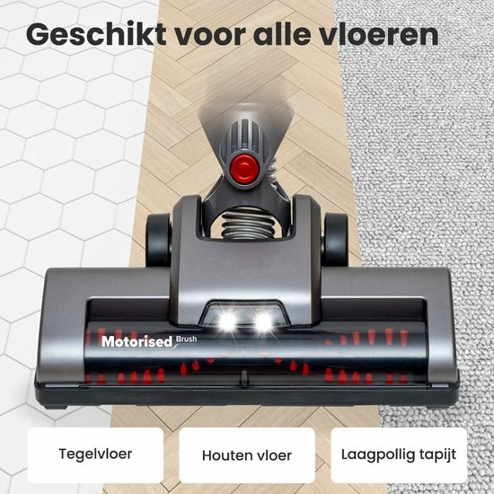 Auronic Steelstofzuiger - Draadloos - 4-in-1 - Op Batterij - 160W - Rood/Grijs 2 Auronic Steelstofzuiger - Draadloos - 4-in-1 - Op Batterij - 160W - Rood/Grijs - Afbeelding 2