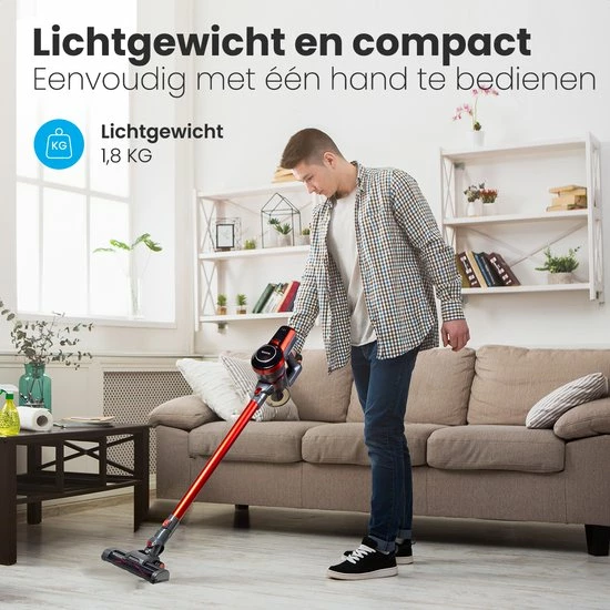 Auronic Steelstofzuiger - Draadloos - 4-in-1 - Op Batterij - 160W - Rood/Grijs 4 Auronic Steelstofzuiger - Draadloos - 4-in-1 - Op Batterij - 160W - Rood/Grijs - Afbeelding 4