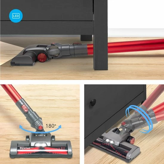 Auronic Steelstofzuiger - Draadloos - 4-in-1 - Op Batterij - 160W - Rood/Grijs 7 Auronic Steelstofzuiger - Draadloos - 4-in-1 - Op Batterij - 160W - Rood/Grijs - Afbeelding 7
