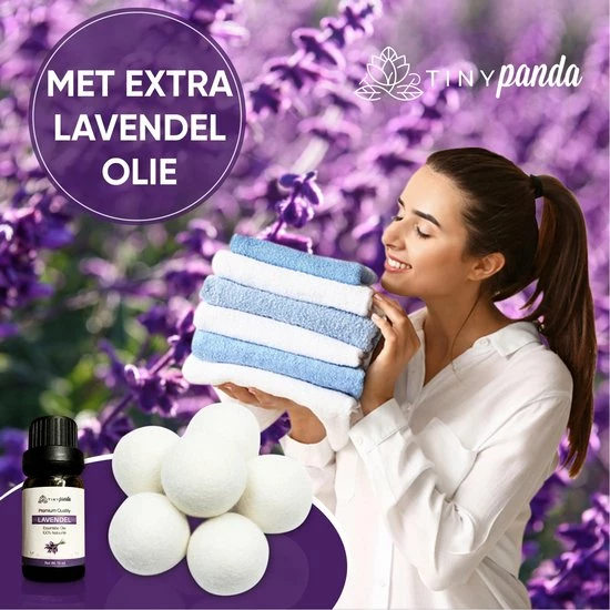 Droger Ballen XL 6 Stuks Inclusief Lavendelolie – Zero Waste Dryer Balls - Duurzaam – Wasverzachter – Herbruikbare Drogerballen – Droogt De Was Sneller – Tiny Panda 7 Droger Ballen XL 6 Stuks Inclusief Lavendelolie – Zero Waste Dryer Balls - Duurzaam – Wasverzachter – Herbruikbare Drogerballen – Droogt De Was Sneller – Tiny Panda - Afbeelding 7