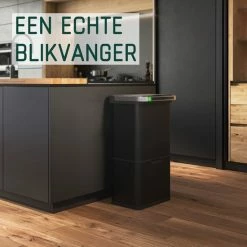 Prullenbak Met Sensor - 60 L - Zwart - Afvalscheiding Vuilbak StangVollby Halden - RVS - 4 Vakken - Automatisch Lucht Filter - 60 Liter (2×18L + 2×12L) - Automatische Soft Close Deksel Met Infrarood Sensor - 4 Vaks Afvalemmer - Bacterie Filter -SolisVac Plus Shop 550x550 469