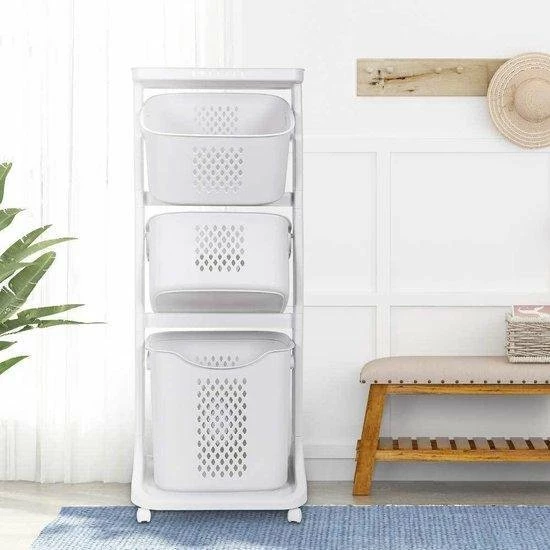 Sens Design Wassorteerder – Wasmand Met 3 Vakken - Op Wieltjes 17 Sens Design Wassorteerder – Wasmand Met 3 Vakken - Op Wieltjes - Afbeelding 17