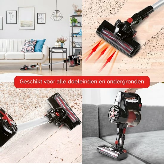 PRIMO Stofzuiger Zonder Zak PR504SV - 3-in-1 Steelstofzuiger Draadloos - Kruimelzuiger - HEPA Filter - Zwart/Rood 6 PRIMO Stofzuiger Zonder Zak PR504SV - 3-in-1 Steelstofzuiger Draadloos - Kruimelzuiger - HEPA Filter - Zwart/Rood - Afbeelding 6