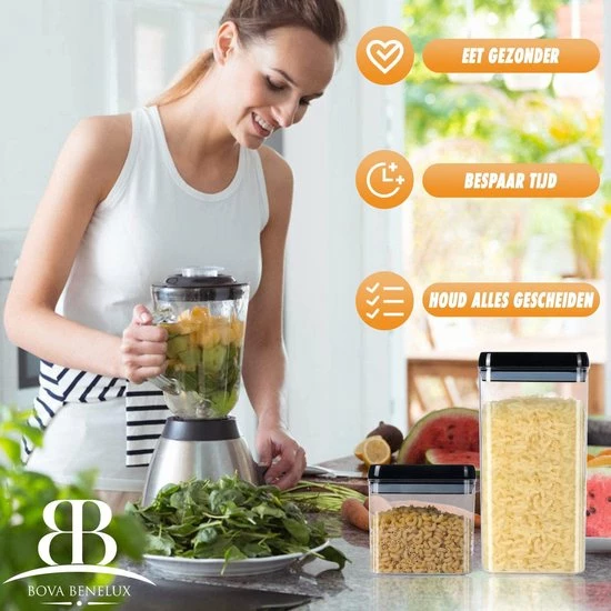 Grilla Voorraadpotten - Luchtdichte Deksels - 7 Stuks - Voorraadbussen - Kunststof 4 Grilla Voorraadpotten - Luchtdichte Deksels - 7 Stuks - Voorraadbussen - Kunststof - Afbeelding 4