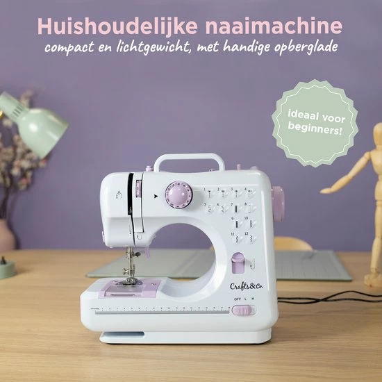 Crafts & Co. Crafts & Co Naaimachine - Ideaal Voor Beginners - 12 Ingebouwde Steken 2 Crafts & Co. Crafts & Co Naaimachine - Ideaal Voor Beginners - 12 Ingebouwde Steken - Afbeelding 2