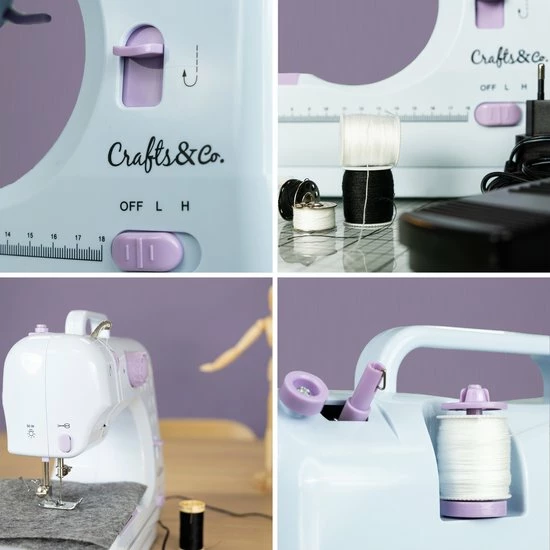 Crafts & Co. Crafts & Co Naaimachine - Ideaal Voor Beginners - 12 Ingebouwde Steken 6 Crafts & Co. Crafts & Co Naaimachine - Ideaal Voor Beginners - 12 Ingebouwde Steken - Afbeelding 6