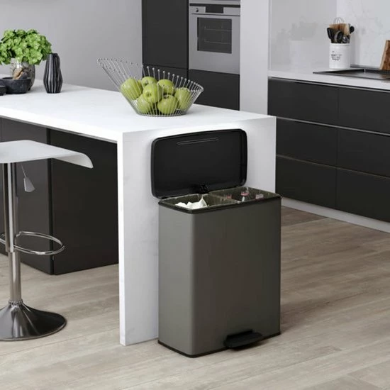Curver Deco Bin Duo Prullenbak - 26L+26L - Afvalscheiding - Rechthoekig - Lichtgrijs 13 Curver Deco Bin Duo Prullenbak - 26L+26L - Afvalscheiding - Rechthoekig - Lichtgrijs - Afbeelding 13