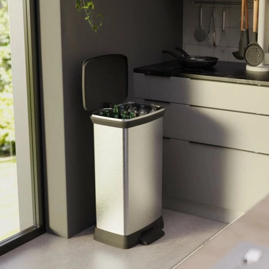 Curver Deco Bin Duo Prullenbak - Rechthoekig - 23L + 23L - Zilver Metallic 10 Curver Deco Bin Duo Prullenbak - Rechthoekig - 23L + 23L - Zilver Metallic - Afbeelding 10