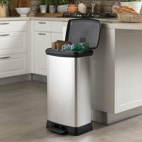 Curver Deco Bin Duo Prullenbak - Rechthoekig - 23L + 23L - Zilver Metallic 15 Curver Deco Bin Duo Prullenbak - Rechthoekig - 23L + 23L - Zilver Metallic - Afbeelding 15