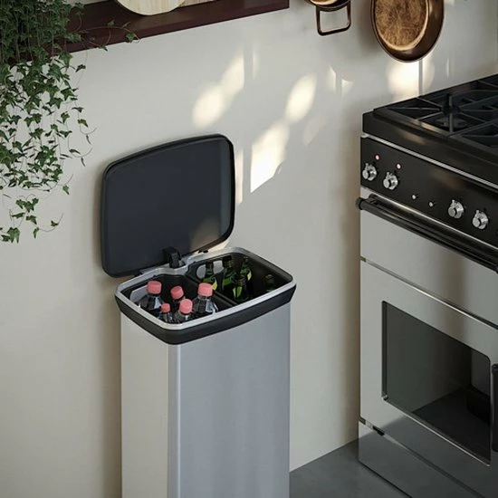 Curver Deco Bin Duo Prullenbak - Rechthoekig - 23L + 23L - Zilver Metallic 17 Curver Deco Bin Duo Prullenbak - Rechthoekig - 23L + 23L - Zilver Metallic - Afbeelding 17