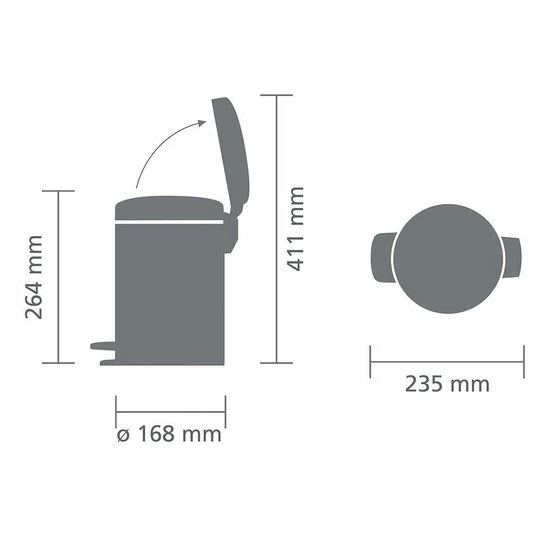 Brabantia NewIcon Prullenbak - 3 L - Matt Black 4 Brabantia NewIcon Prullenbak - 3 L - Matt Black - Afbeelding 4