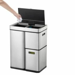 EKO Mirage Plus Sensor Afvalscheider Prullenbak - 35 + 15 + 15 L - Mat RVS -SolisVac Plus Shop 550x550 591
