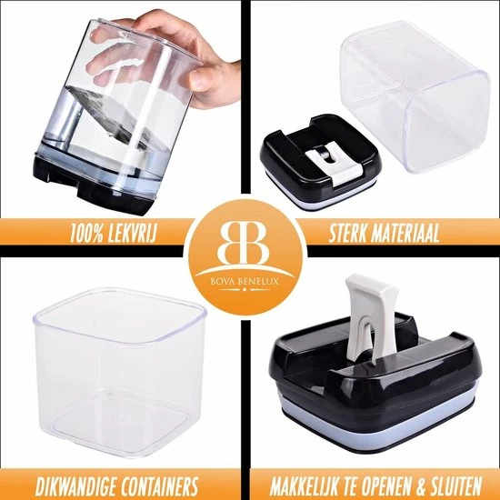 Grilla Voorraadpotten - Luchtdichte Deksels - 7 Stuks - Voorraadbussen - Kunststof 5 Grilla Voorraadpotten - Luchtdichte Deksels - 7 Stuks - Voorraadbussen - Kunststof - Afbeelding 5