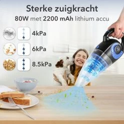 MooSoo Kruimeldief Snoerloos - Handstofzuiger - Kruimelzuiger - Nat & Droog - Sterke Zuigkracht - 8500PA - Longlife Filter - Black Friday -SolisVac Plus Shop 550x550 615