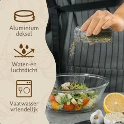 Comforder 24 Glazen Kruidenpotjes Met Strooideksel - Vierkante Kruidenstrooier - Complete Set Met Stickers, Trechter, Stift En Borstel 14 Comforder 24 Glazen Kruidenpotjes Met Strooideksel - Vierkante Kruidenstrooier - Complete Set Met Stickers, Trechter, Stift En Borstel -SolisVac Plus Shop 550x550 640