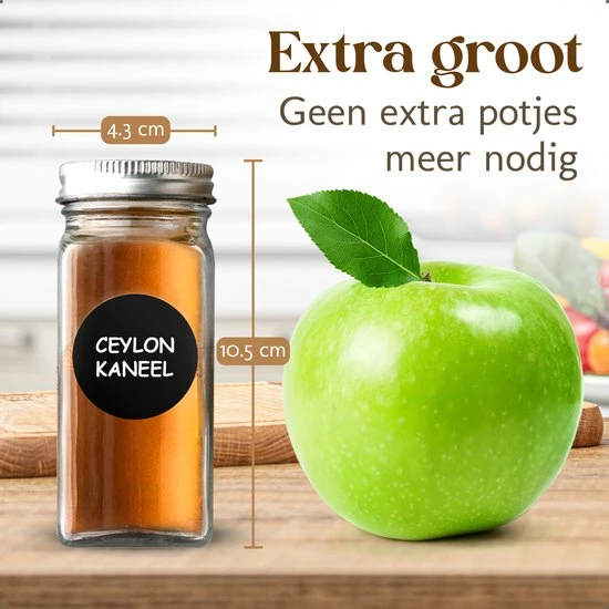 Comforder 24 Glazen Kruidenpotjes Met Strooideksel - Vierkante Kruidenstrooier - Complete Set Met Stickers, Trechter, Stift En Borstel 6 Comforder 24 Glazen Kruidenpotjes Met Strooideksel - Vierkante Kruidenstrooier - Complete Set Met Stickers, Trechter, Stift En Borstel - Afbeelding 6